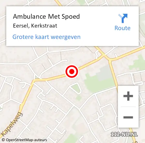 Locatie op kaart van de 112 melding: Ambulance Met Spoed Naar Eersel, Kerkstraat op 10 augustus 2018 19:09