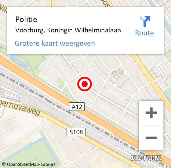 Locatie op kaart van de 112 melding: Politie Voorburg, Koningin Wilhelminalaan op 5 maart 2014 16:55