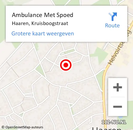 Locatie op kaart van de 112 melding: Ambulance Met Spoed Naar Haaren, Kruisboogstraat op 10 augustus 2018 20:39