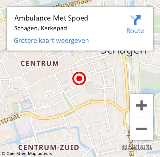 Locatie op kaart van de 112 melding: Ambulance Met Spoed Naar Schagen, Kerkepad op 10 augustus 2018 20:41