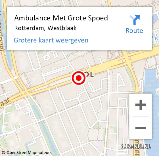 Locatie op kaart van de 112 melding: Ambulance Met Grote Spoed Naar Rotterdam, Westblaak op 10 augustus 2018 21:02