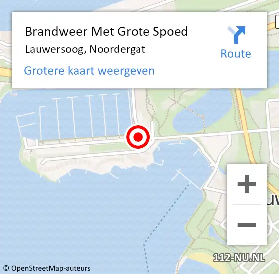 Locatie op kaart van de 112 melding: Brandweer Met Grote Spoed Naar Lauwersoog, Noordergat op 10 augustus 2018 22:04
