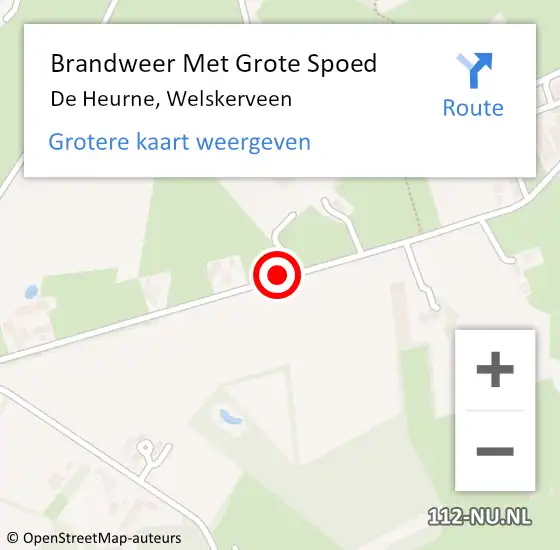 Locatie op kaart van de 112 melding: Brandweer Met Grote Spoed Naar De Heurne, Welskerveen op 10 augustus 2018 22:15