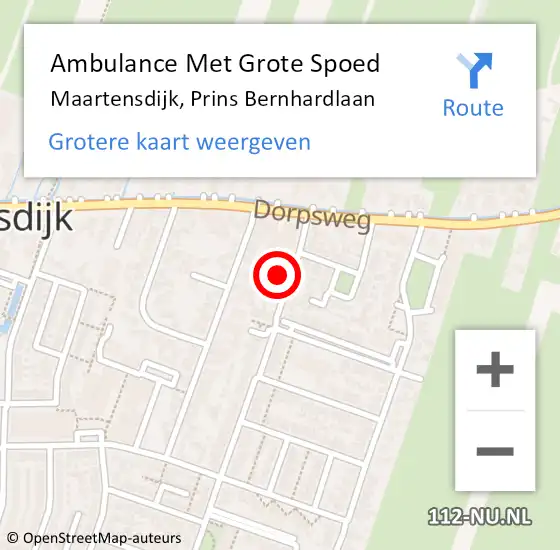 Locatie op kaart van de 112 melding: Ambulance Met Grote Spoed Naar Maartensdijk, Prins Bernhardlaan op 10 augustus 2018 22:19