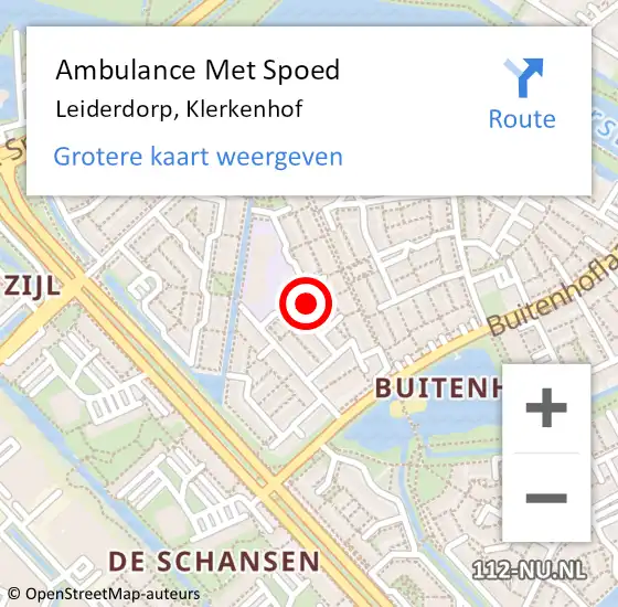 Locatie op kaart van de 112 melding: Ambulance Met Spoed Naar Leiderdorp, Klerkenhof op 5 maart 2014 17:11