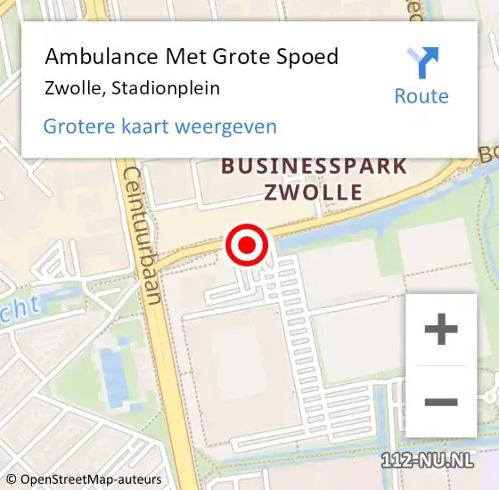 Locatie op kaart van de 112 melding: Ambulance Met Grote Spoed Naar Zwolle, Stadionplein op 10 augustus 2018 23:24