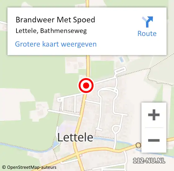 Locatie op kaart van de 112 melding: Brandweer Met Spoed Naar Lettele, Bathmenseweg op 10 augustus 2018 23:47