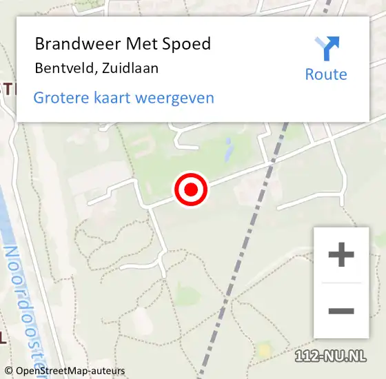 Locatie op kaart van de 112 melding: Brandweer Met Spoed Naar Bentveld, Zuidlaan op 11 augustus 2018 00:07