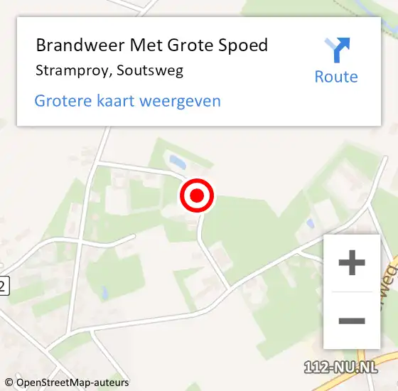 Locatie op kaart van de 112 melding: Brandweer Met Grote Spoed Naar Stramproy, Soutsweg op 11 augustus 2018 00:57