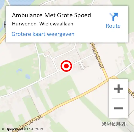 Locatie op kaart van de 112 melding: Ambulance Met Grote Spoed Naar Hurwenen, Wielewaallaan op 11 augustus 2018 01:56