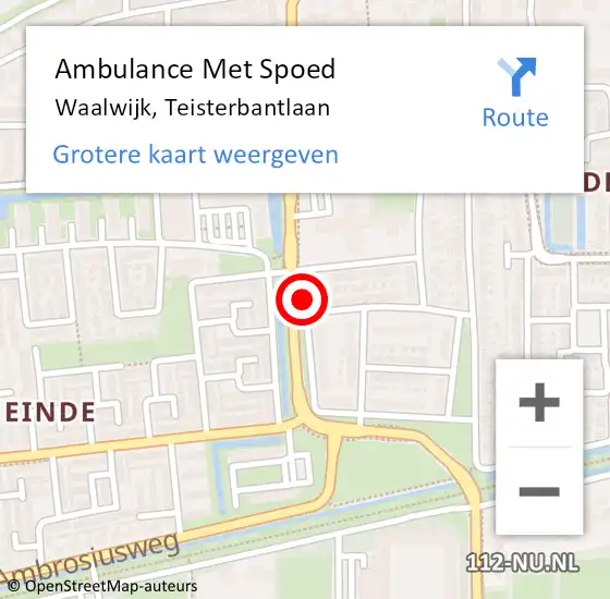 Locatie op kaart van de 112 melding: Ambulance Met Spoed Naar Waalwijk, Teisterbantlaan op 11 augustus 2018 02:46