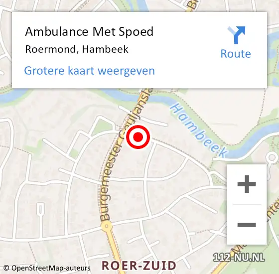 Locatie op kaart van de 112 melding: Ambulance Met Spoed Naar Roermond, Hambeek op 11 augustus 2018 02:55