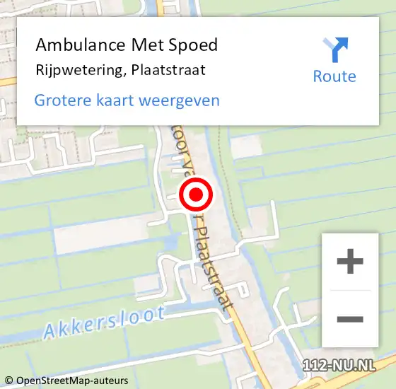 Locatie op kaart van de 112 melding: Ambulance Met Spoed Naar Rijpwetering, Plaatstraat op 5 maart 2014 17:24