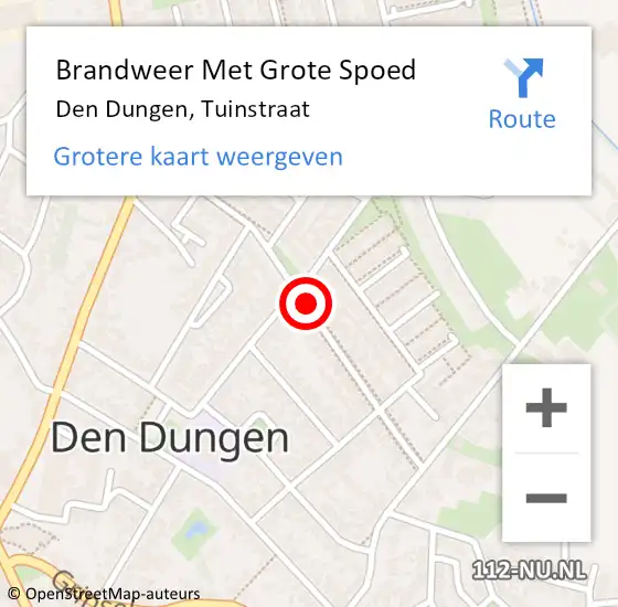 Locatie op kaart van de 112 melding: Brandweer Met Grote Spoed Naar Den Dungen, Tuinstraat op 11 augustus 2018 03:21