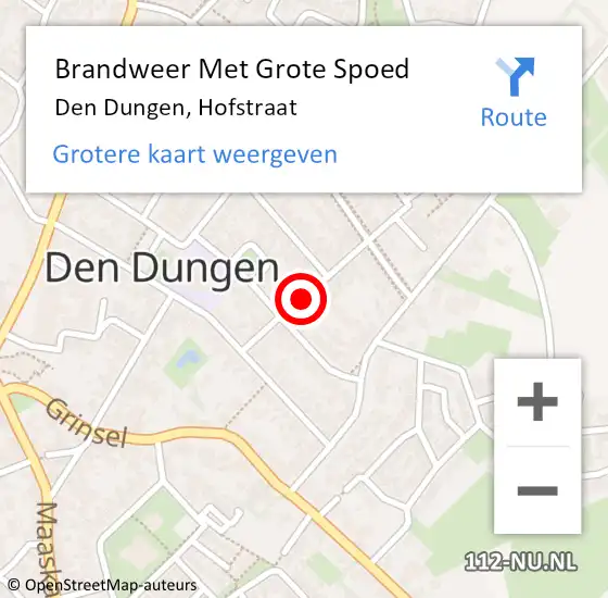 Locatie op kaart van de 112 melding: Brandweer Met Grote Spoed Naar Den Dungen, Hofstraat op 11 augustus 2018 03:25