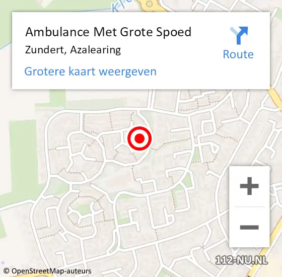 Locatie op kaart van de 112 melding: Ambulance Met Grote Spoed Naar Zundert, Azalearing op 11 augustus 2018 04:20