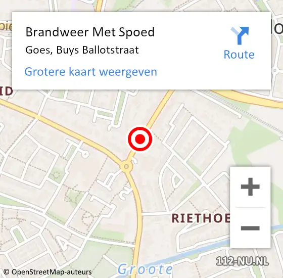 Locatie op kaart van de 112 melding: Brandweer Met Spoed Naar Goes, Buys Ballotstraat op 11 augustus 2018 04:41