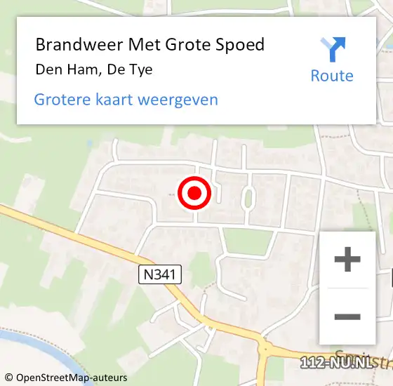 Locatie op kaart van de 112 melding: Brandweer Met Grote Spoed Naar Den Ham, De Tye op 11 augustus 2018 05:56