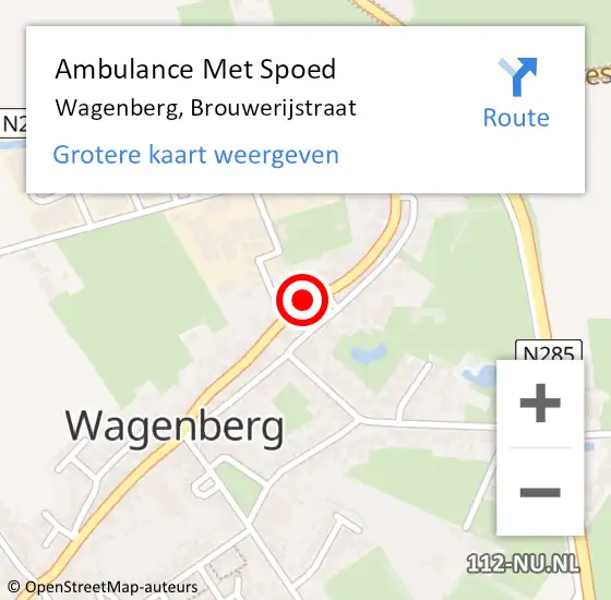 Locatie op kaart van de 112 melding: Ambulance Met Spoed Naar Wagenberg, Brouwerijstraat op 11 augustus 2018 07:12