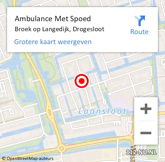 Locatie op kaart van de 112 melding: Ambulance Met Spoed Naar Broek op Langedijk, Drogesloot op 11 augustus 2018 08:34