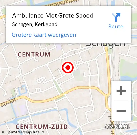 Locatie op kaart van de 112 melding: Ambulance Met Grote Spoed Naar Schagen, Kerkepad op 11 augustus 2018 08:44