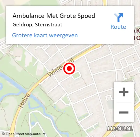 Locatie op kaart van de 112 melding: Ambulance Met Grote Spoed Naar Geldrop, Sternstraat op 11 augustus 2018 09:04