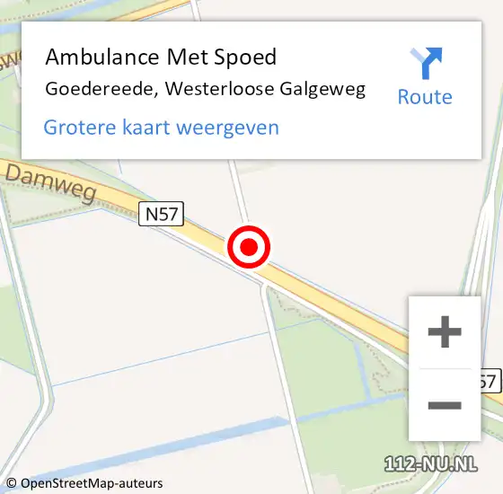 Locatie op kaart van de 112 melding: Ambulance Met Spoed Naar Goedereede, Westerloose Galgeweg op 11 augustus 2018 09:04