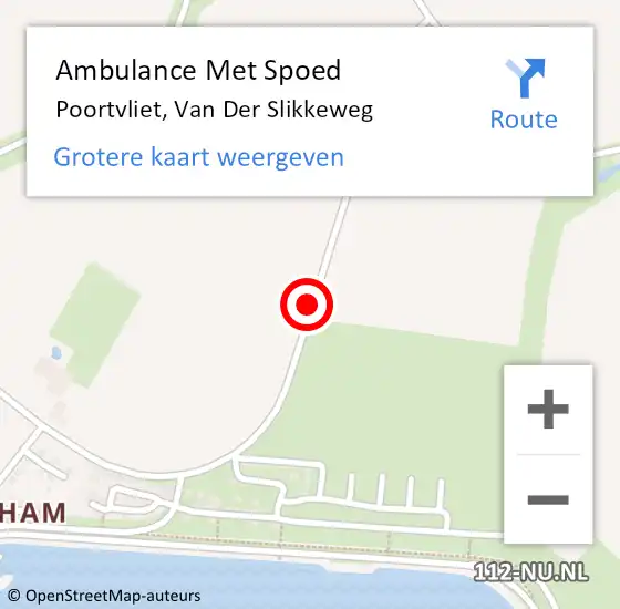 Locatie op kaart van de 112 melding: Ambulance Met Spoed Naar Poortvliet, Van der Slikkeweg op 11 augustus 2018 09:42