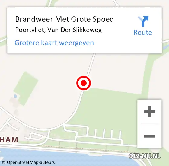 Locatie op kaart van de 112 melding: Brandweer Met Grote Spoed Naar Poortvliet, Van Der Slikkeweg op 11 augustus 2018 09:42