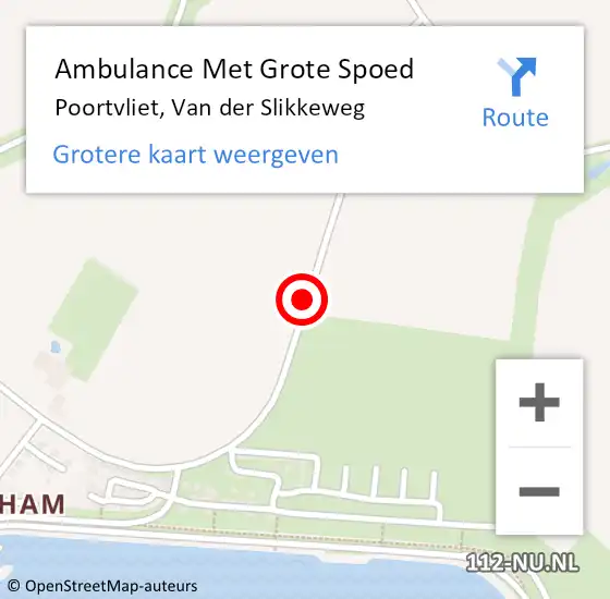 Locatie op kaart van de 112 melding: Ambulance Met Grote Spoed Naar Poortvliet, Van der Slikkeweg op 11 augustus 2018 09:46