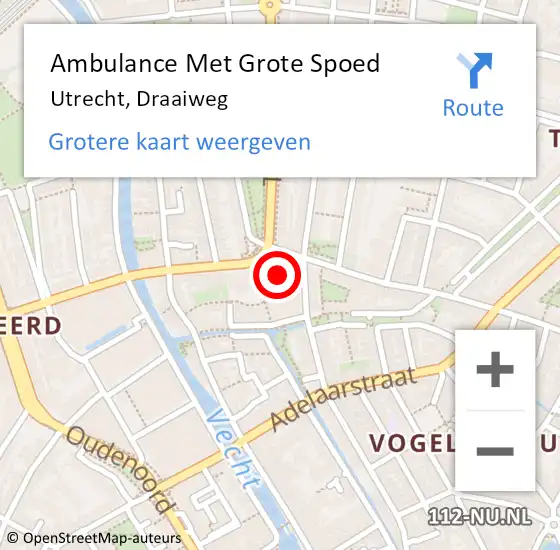 Locatie op kaart van de 112 melding: Ambulance Met Grote Spoed Naar Utrecht, Draaiweg op 11 augustus 2018 10:59