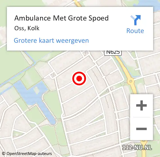 Locatie op kaart van de 112 melding: Ambulance Met Grote Spoed Naar Oss, Kolk op 11 augustus 2018 11:17