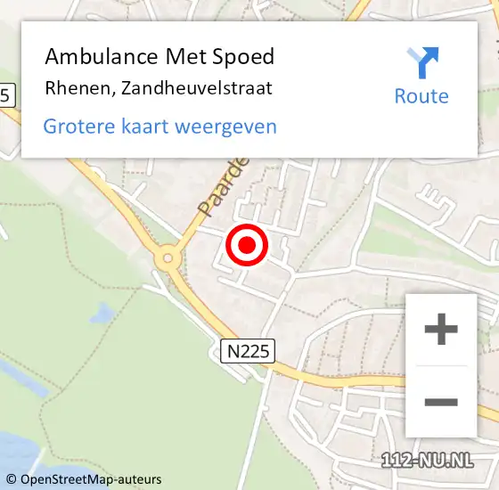 Locatie op kaart van de 112 melding: Ambulance Met Spoed Naar Rhenen, Zandheuvelstraat op 11 augustus 2018 11:23