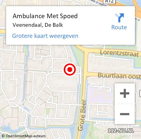 Locatie op kaart van de 112 melding: Ambulance Met Spoed Naar Veenendaal, De Balk op 11 augustus 2018 11:24