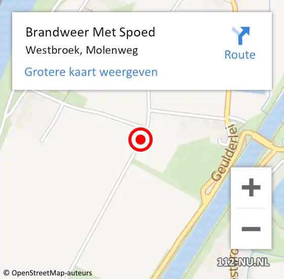 Locatie op kaart van de 112 melding: Brandweer Met Spoed Naar Westbroek, Molenweg op 11 augustus 2018 11:34