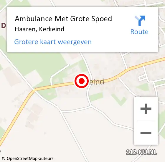 Locatie op kaart van de 112 melding: Ambulance Met Grote Spoed Naar Haaren, Kerkeind op 11 augustus 2018 11:35