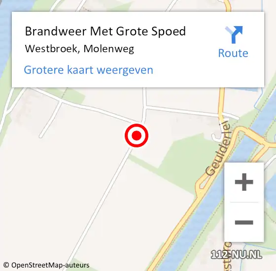 Locatie op kaart van de 112 melding: Brandweer Met Grote Spoed Naar Westbroek, Molenweg op 11 augustus 2018 11:52