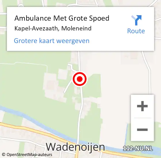 Locatie op kaart van de 112 melding: Ambulance Met Grote Spoed Naar Kapel-Avezaath, Moleneind op 11 augustus 2018 11:59