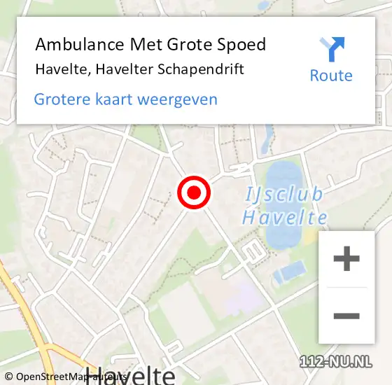 Locatie op kaart van de 112 melding: Ambulance Met Grote Spoed Naar Havelte, Havelter Schapendrift op 11 augustus 2018 12:18