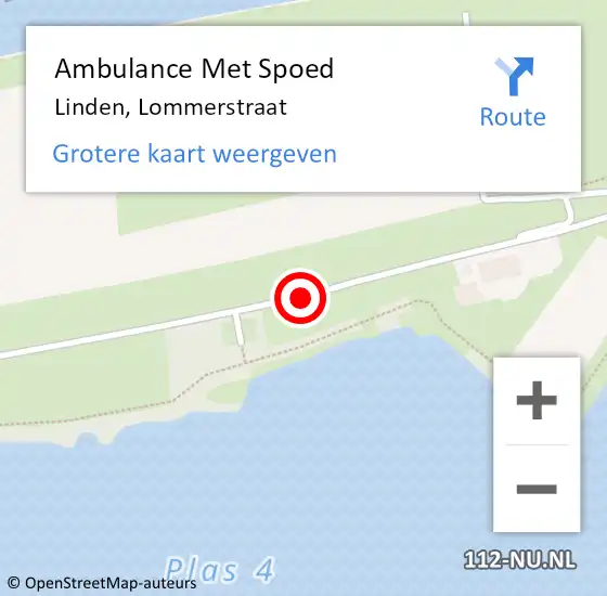 Locatie op kaart van de 112 melding: Ambulance Met Spoed Naar Linden, Lommerstraat op 11 augustus 2018 13:07