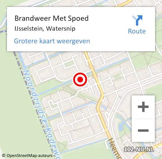 Locatie op kaart van de 112 melding: Brandweer Met Spoed Naar IJsselstein, Watersnip op 11 augustus 2018 13:09