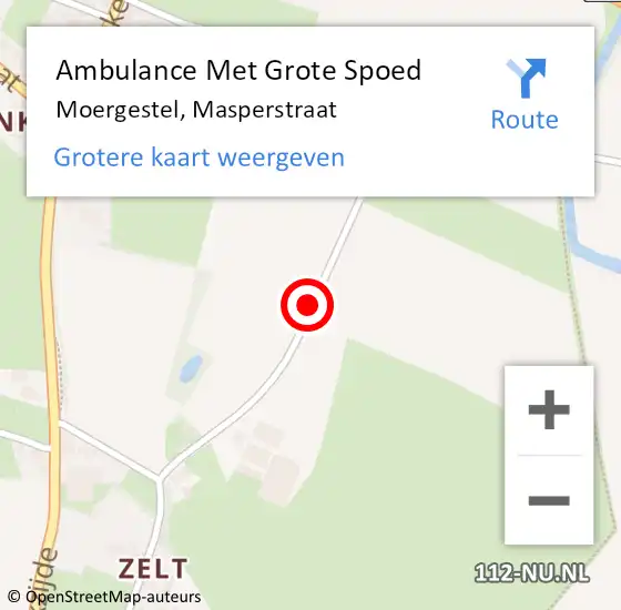 Locatie op kaart van de 112 melding: Ambulance Met Grote Spoed Naar Moergestel, Masperstraat op 11 augustus 2018 13:13