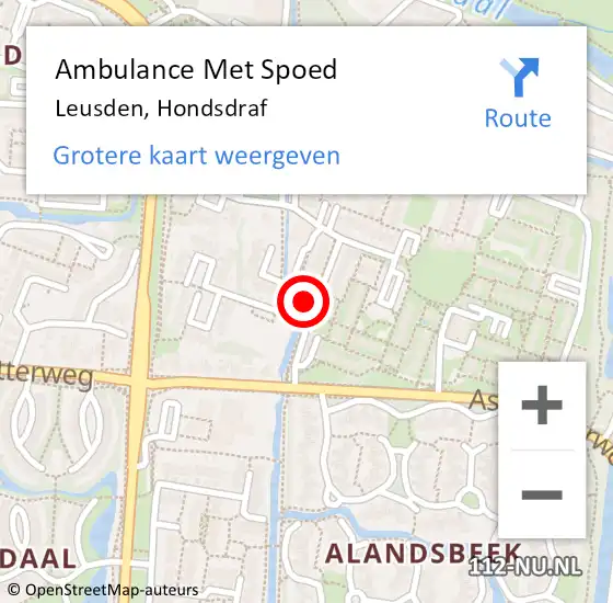 Locatie op kaart van de 112 melding: Ambulance Met Spoed Naar Leusden, Hondsdraf op 5 maart 2014 17:57