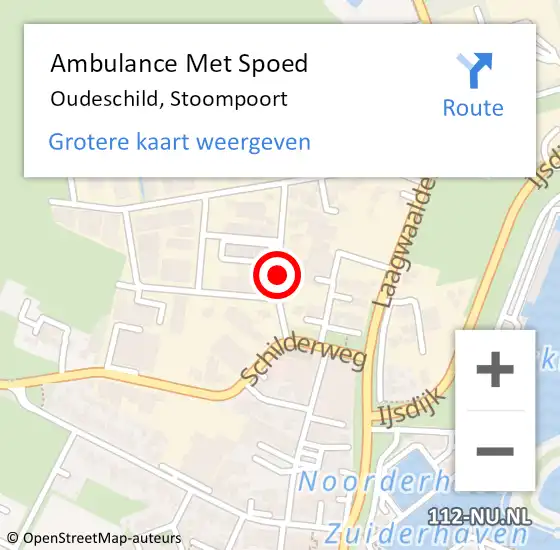 Locatie op kaart van de 112 melding: Ambulance Met Spoed Naar Oudeschild, Stoompoort op 11 augustus 2018 13:56