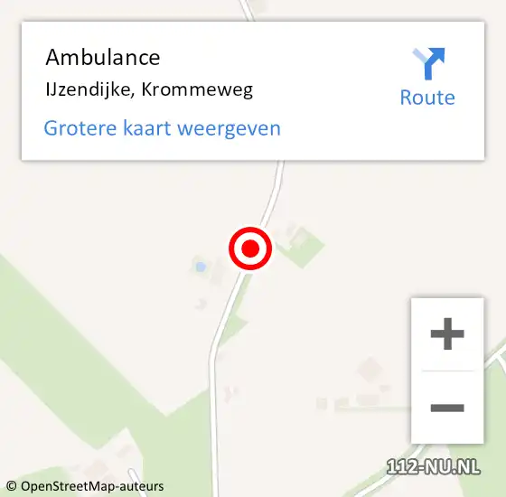 Locatie op kaart van de 112 melding: Ambulance IJzendijke, Krommeweg op 11 augustus 2018 14:22