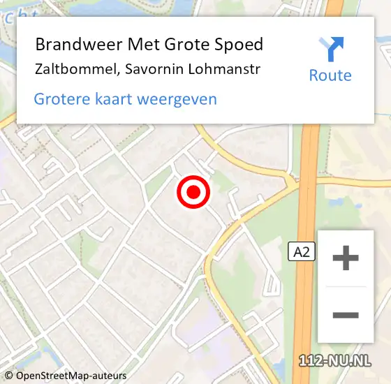 Locatie op kaart van de 112 melding: Brandweer Met Grote Spoed Naar Zaltbommel, Savornin Lohmanstr op 11 augustus 2018 14:25