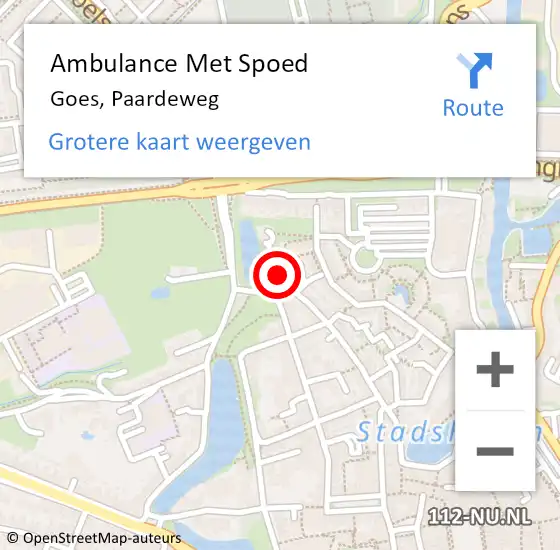 Locatie op kaart van de 112 melding: Ambulance Met Spoed Naar Goes, Paardeweg op 11 augustus 2018 14:40