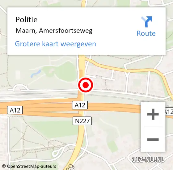 Locatie op kaart van de 112 melding: Politie Maarn, Amersfoortseweg op 11 augustus 2018 15:08