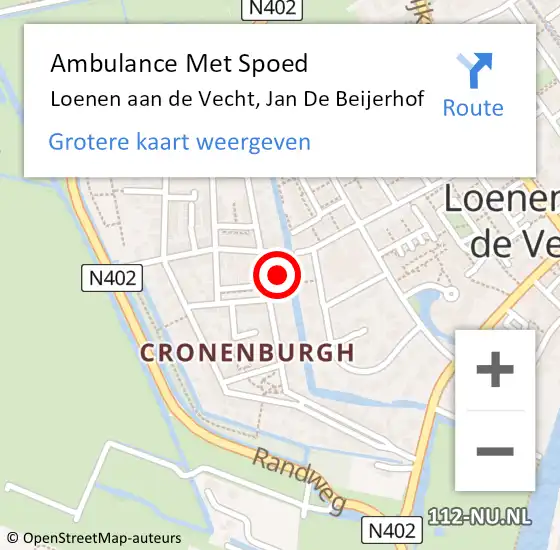 Locatie op kaart van de 112 melding: Ambulance Met Spoed Naar Loenen aan de Vecht, Jan De Beijerhof op 11 augustus 2018 15:30