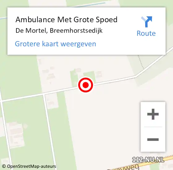 Locatie op kaart van de 112 melding: Ambulance Met Grote Spoed Naar De Mortel, Breemhorstsedijk op 11 augustus 2018 16:10